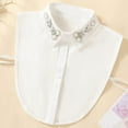 thumbnail image 6 of Chanana Pearl Fake Collars Detachable Dickey Collar Blouse Half Shirt Crystal Peter Pan Faux False Collar for Women for Daily Work Party, White, 6 of 7