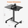 thumbnail image 2 of Small Standing Desk Adjustable Height, Mobile Stand Up Desk with 2 Lockable Wheels, Portable Rolling Laptop Computer Desk for Home, Height 28.5"-42.5", Black, 2 of 6