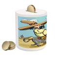 thumbnail image 2 of Cartoon Piggy Bank, Mexican Man Wearing Sombrero Hat Riding a Donkey in the Desert with Cactus Plants, Ceramic Coin Bank Money Box for Cash Saving, 3.6" X 3.2", Multicolor, by Ambesonne, 2 of 4