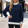 thumbnail image 2 of WAYUTE Sweatshirt for Women Neck Cozy Knit Sweatshirt with Soft Blend Relaxed Fit Long Sleeve Patchwork Color Tunic Top Fall Fashion Outfits Casual Outdoor,Multicolour,3XL, 2 of 4