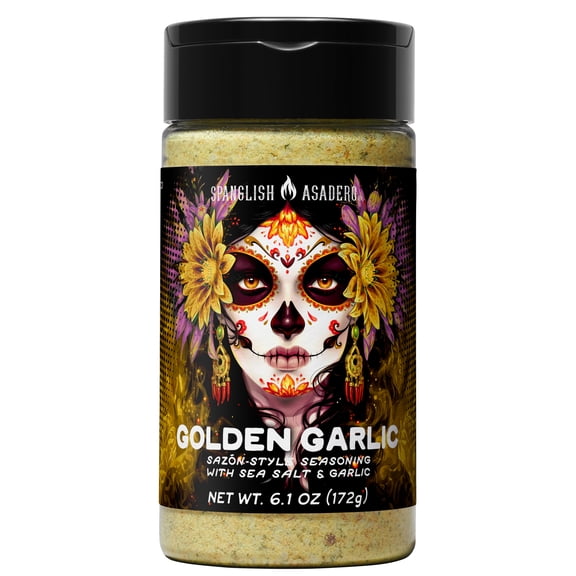 Spanglish Asadero Golden Garlic Seasoning Blend with Sea Salt and Garlic, 6.1 oz