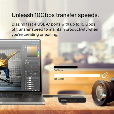 BELKIN Connect 4ポートUSB-C to C ハブ 100W充電/ 10Gbpsデータ転送 AVC018BTBK 返品種別A