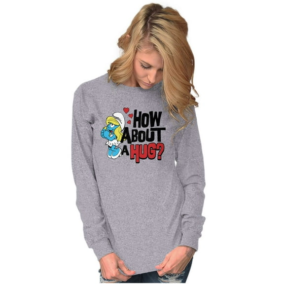 Smurfs Cute Smurfette How About a Hug Women's Long Sleeve T Shirt Brisco Brands S