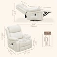 thumbnail image 2 of CoSoTower PU Leather Reclining Chair with Vibration Massage Recliner, Swivel Base, Rocking Function, Remote Control, Cream White, 2 of 7