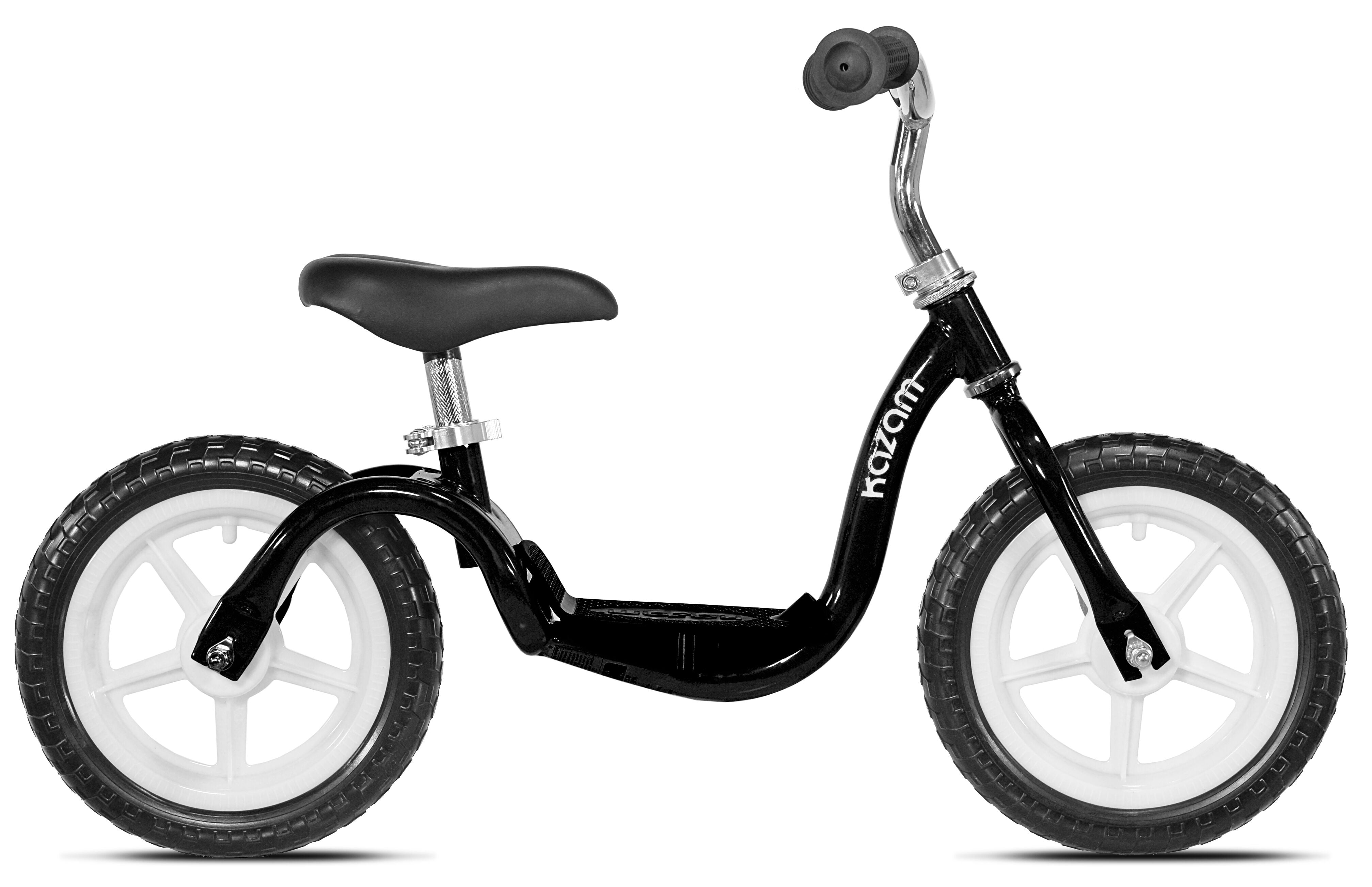 Black KaZAM Tyro V2E Adjustable Step-Through Learning Balance Bike for Kids 