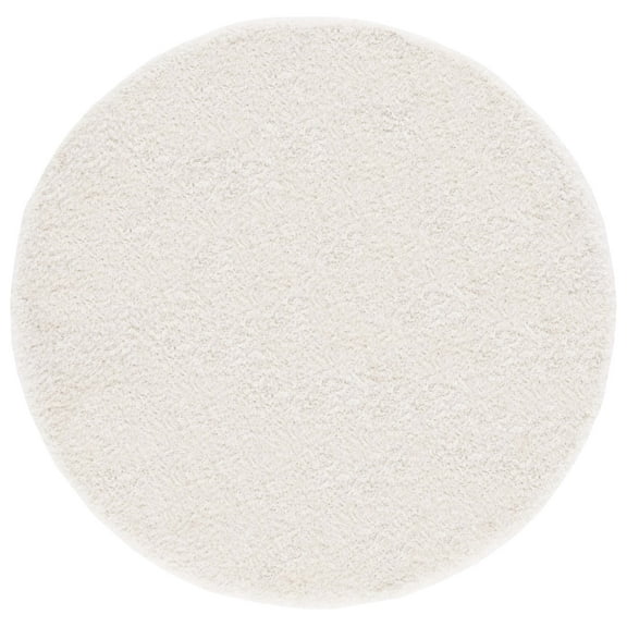 SAFAVIEH Luxe Paxton Solid Shag Area Rug, Bone, 3' x 3' Round