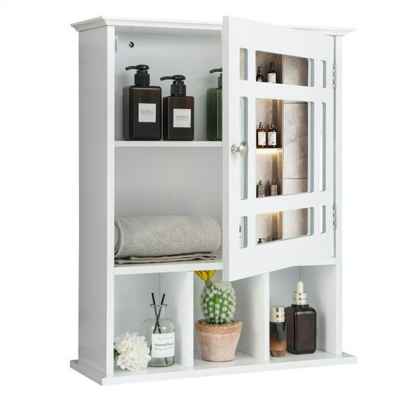Canddidliike Wall Mounted and Mirrored Bathroom Cabinet-White, Storage Cabinet for Bathroom Laundry Room Kitchen