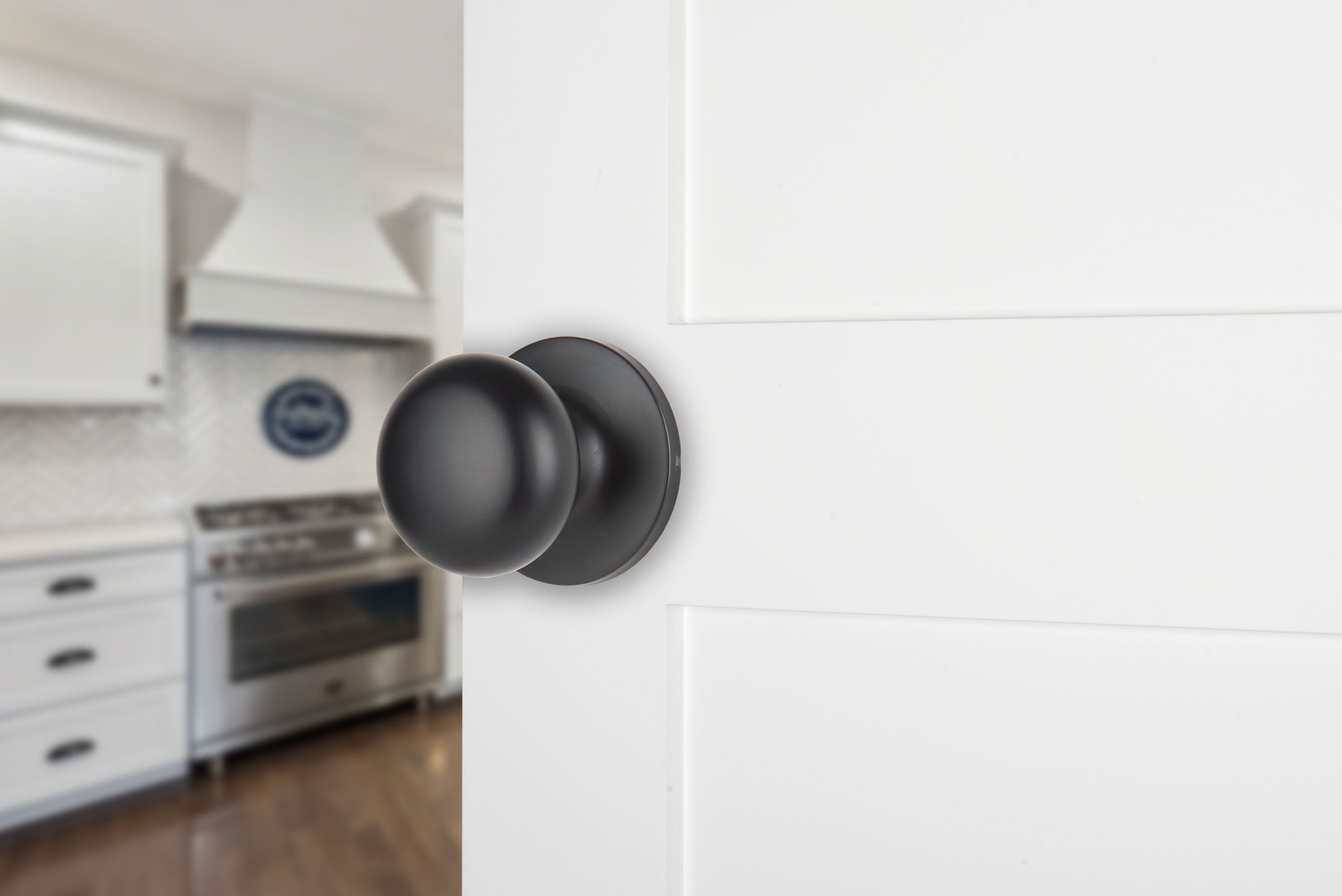 Brinks Passage Mushroom Doorknob, Matte Black Finish
