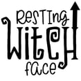 thumbnail image 1 of Resting Witch Face Funny Halloween Occult Magic Broom Spells Wall Decals for Walls Peel and Stick wall art murals Black Medium 18 Inch, 1 of 2