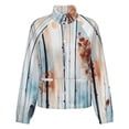 thumbnail image 5 of Jackets for Women Winter Coat Jackets Flannel Stand Collar Jacket(Autumn Trees Watercolor Painting,Size:S-4XL), 5 of 7