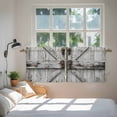 thumbnail image 3 of Vintage Gate Tier Curtains 36 Inch Length, Farmhouse Wooden Grain Shabby Chic Door Cafe Short Curtains for Bathroom Over Sink, Small Kitchen Curtain Light Filtering Tiered Drapes 2 Panels 27.5"Wx36"L, 3 of 8