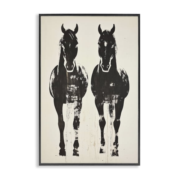 Stupell Industries Silhouetted Horse Couple Black Framed Giclee Art, design by Petal Prints Design