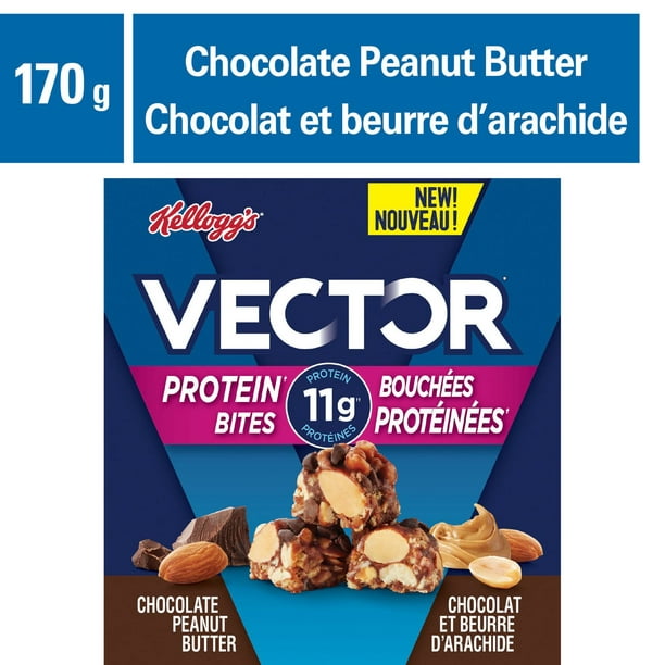 Bouchées Protéines Kellogg's Vector, Beurre d'arachide et chocolat, 170 g