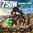 thumbnail image 2 of Pescroa Electric Bike for Adults, 750W Motor, 20"x4" Fat Tire, 28MPH Pedal-Assist Mode, E Mountain Bike, 48V/15AH , Tested to UL2849 Standard by SGS, 2 of 9
