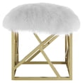 thumbnail image 4 of Modway Intersperse Sheepskin Fur & Stainless Steel Ottoman in Gold and White, 4 of 6
