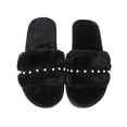 thumbnail image 3 of Aayomet House Slippers Casual Women's Slip Shoes Fashion Flock Lace Slippers Toe On Round Women's slipper,Black 8.5, 3 of 5