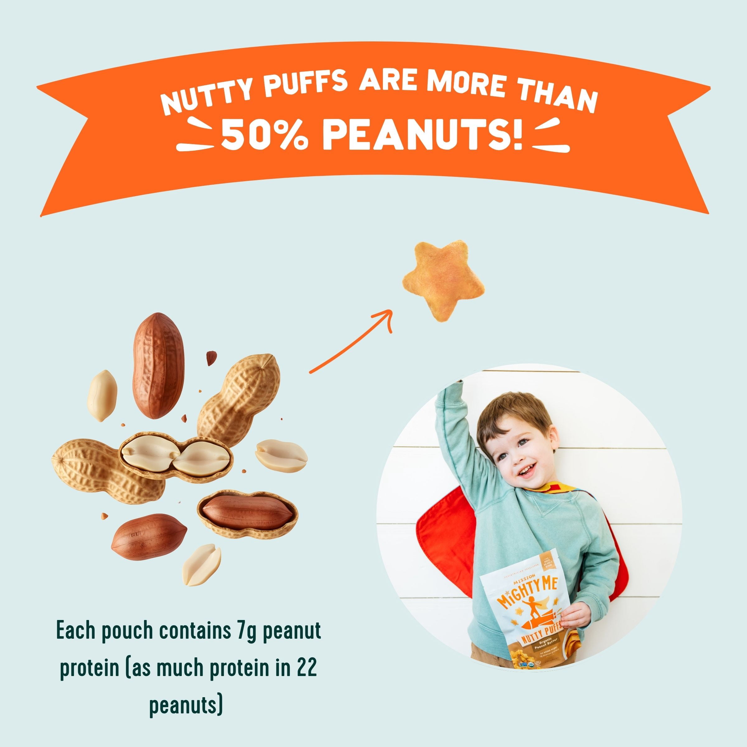 Mission MightyMe Nutty Puffs - Organic Peanut Butter with Banana