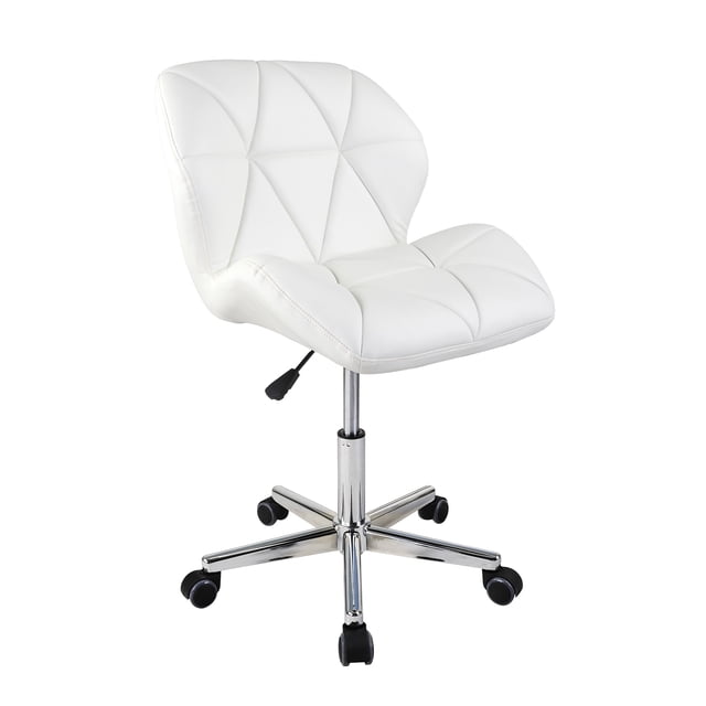 ViscoLogic JAGER Quilted Comfort Computer Desk Office Chair Stool (White)