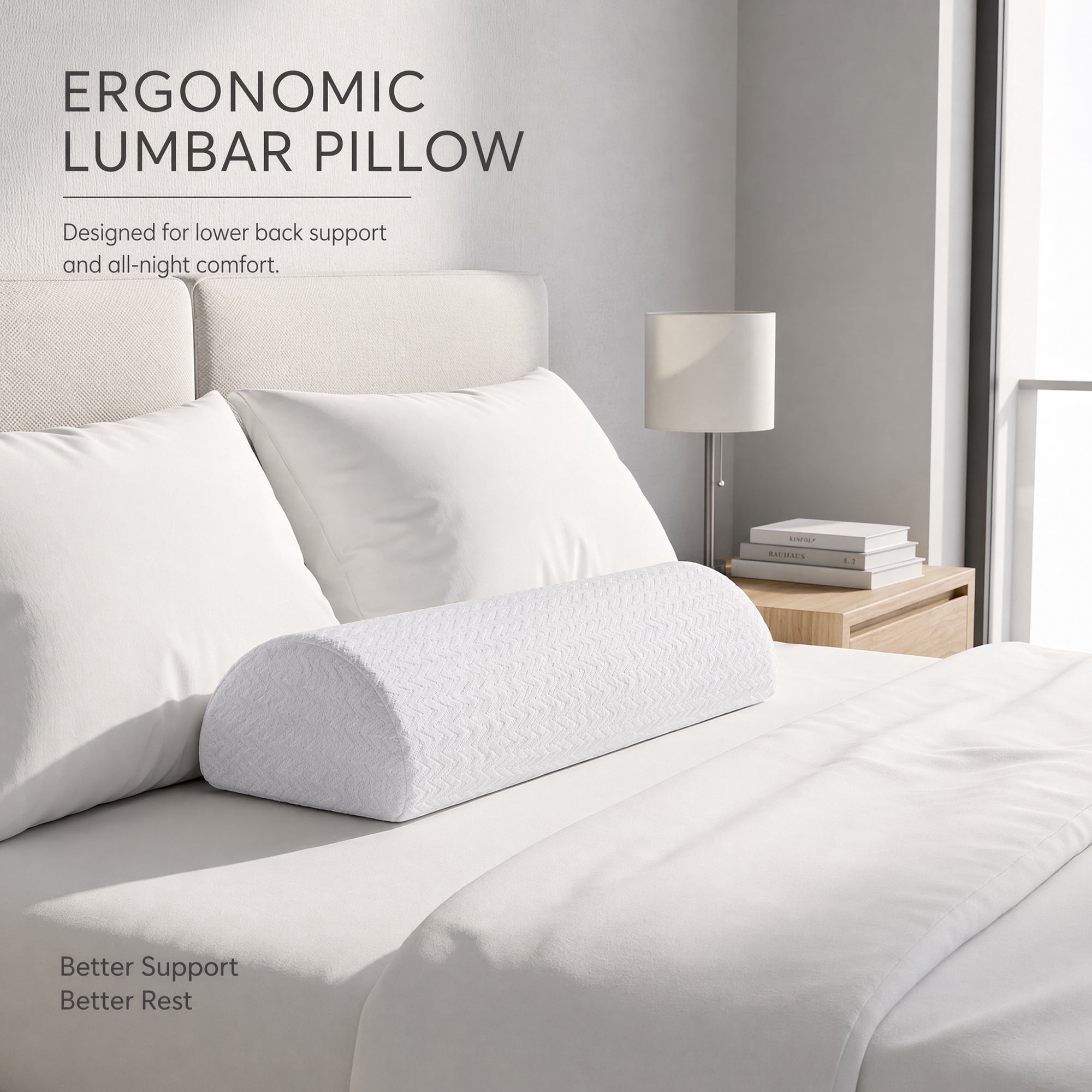 Unique Bargains Neck Pillow Foam Cervical Support for Sleeping Gray/White 12.6"x7.9"x3.5"