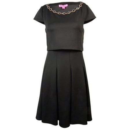 Betsey Johnson Women's Embellished Pop Over Cap Sleeve Dress