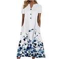 thumbnail image 2 of Guzom Easter Dress for Women- Maxi Dresses Spring 2023 New Printed Casual Short Sleeve V-Neck Womens Tops White, 2 of 5