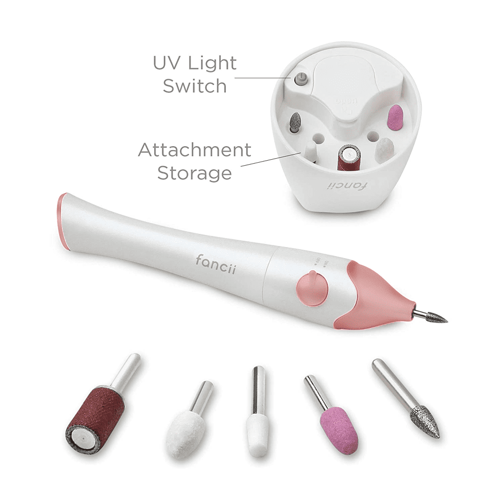 Professional Electric Manicure & Nail File Set With Stand - The Complete Portable Nail Drill System - white charging