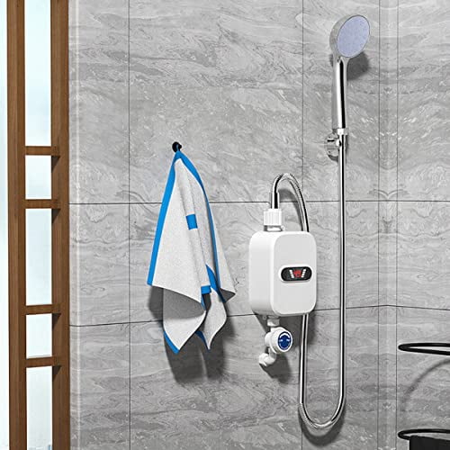3500W 220V Mini Water Heater Hot Electric Tankless Household Bathroom Faucet with Shower Head LCD Temperature Display