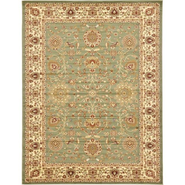 Unique Loom Tapis Design Complexe Voyage 9' x 12' Rectangle Vert Clair/ivoire