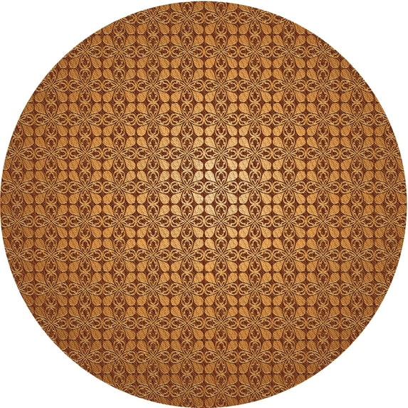 Ahgly Company Indoor Round Patterned Carrot Orange Area Rugs, 5' Round