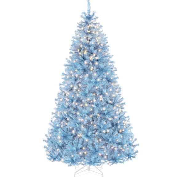 Best Choice Products 4.5ft Pre-Lit Baby Blue Christmas Tree, Artificial Holiday Decoration w/ 175 Lights