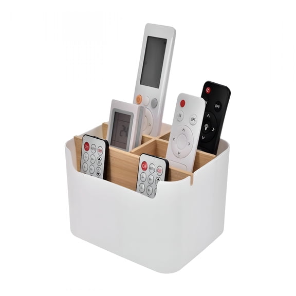 XIBUFE Remote Control Holder with 5 Divided Compartments,Desk Accessories Storage,Desktop Organizer Container