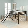 thumbnail image 2 of Bellemave Full Size Loft Bed with Slide, Solid Wood Full Bed Frame with Ladder for Kids, Low Loft Bed Space-Saving for Boys or Girls (Espresso), 2 of 7