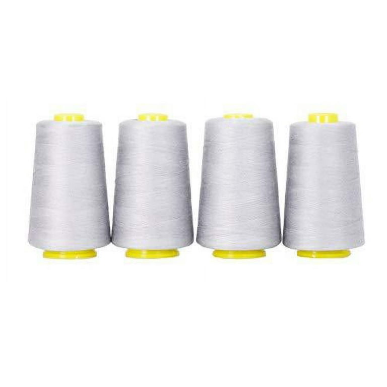 Mandala Crafts All Purpose Sewing Thread from Polyester for Serger, Overlock, Quilting, Sewing Machine - White / 20s/2