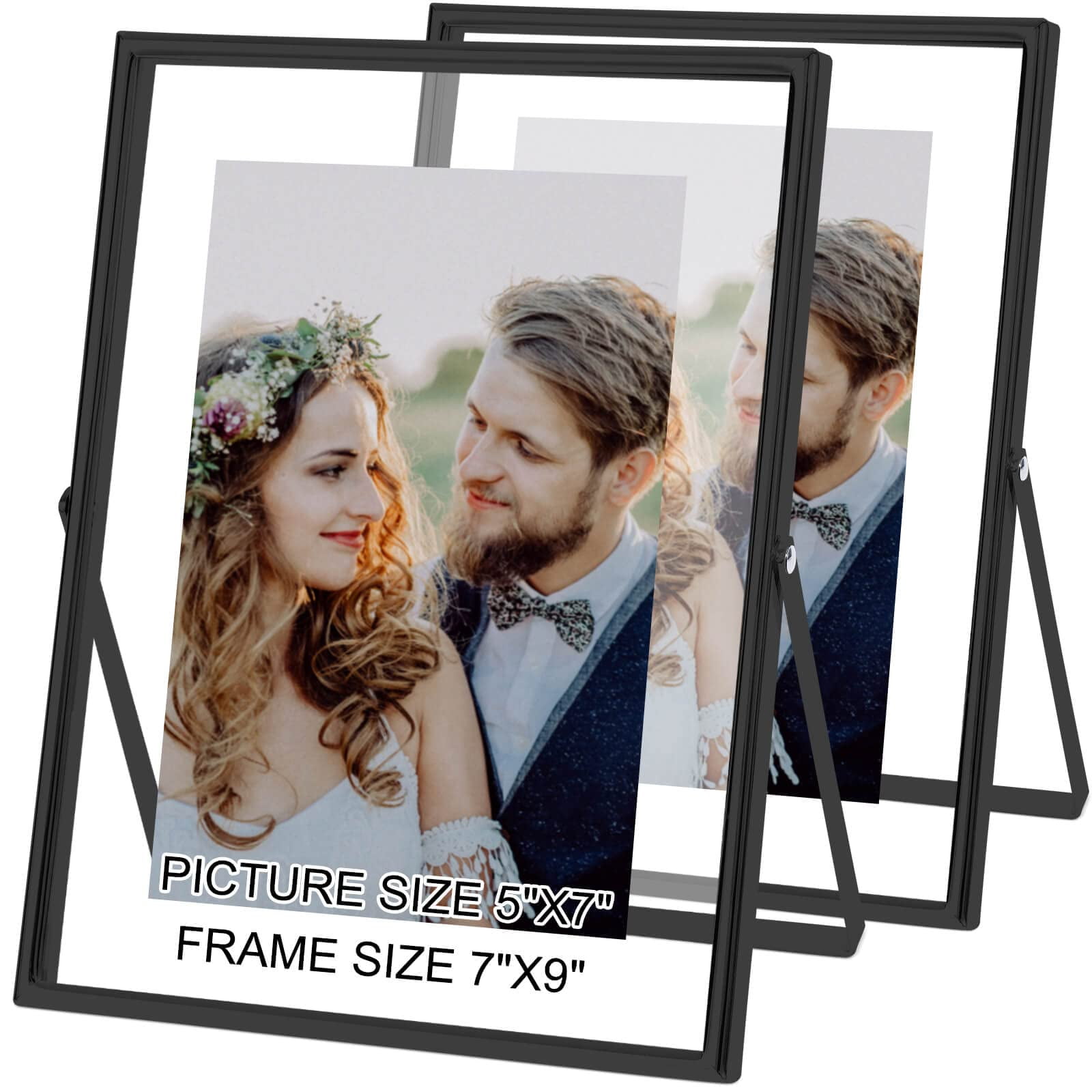Farfi 1 Set Photo Frame Stand Strong Load Bearing Dual Slot Design Adhesive  Backing No Trace Foldable Picture Frame Stand Home Supply (Clear,M) 