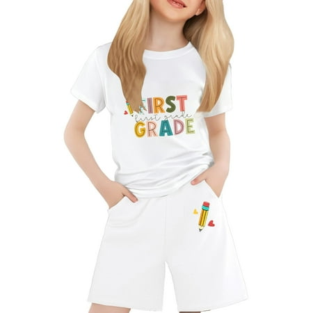 Gaexia Girls Summer Outfits Size 10-12 Solid Color Sleeveless Top Clothes Cotton Outfits Short Blouse and Shorts Two Piece Set Toddler Girls