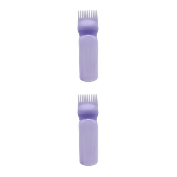 Jumpingount Tinte para el cabello portátil de 120ML, botella recargable de plástico, champú resistente al agua, aplicador de coloración, Púrpura 2piezas