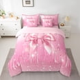thumbnail image 3 of Feelyou Princess Bowknot Pink Twin Bedding Sets 7-Piece, Fashion Sequin Print Bedding Comforter Set, Teens Kids Girls Women Reversible Sheet Sets, Super Cozy Room Decor, 3 of 9