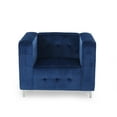 thumbnail image 3 of Noble House Wells Modern Glam Velvet Cube Club Chair, Navy Blue, 3 of 10