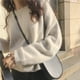 thumbnail image 1 of Suéter de punto Ailaile para mujer, jersey de lana holgado de manga larga, jersey exterior de cuello redondo redondo, tops básicos gruesos que combinan con todo para otoño e invierno, 1 of 5