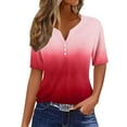 thumbnail image 2 of BVOFAR Summer Gradient Shirts for Women Button Down Henley Casual Tops Short Sleeve V Neck Blouses 2025, 2 of 5