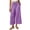 Purple, variant on SuTry Womens Wide Leg Capri Pants Ruffled Elastic Drawstring High Waist Hidden Side Inseam Pockets Classic Gingham Check Print Summer Beach Home Casual Wear Trousers