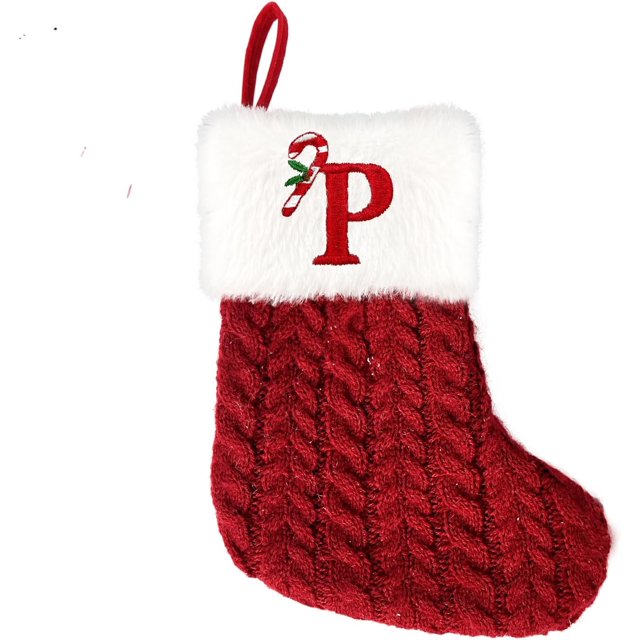 YZhouD Nuevas decoraciones navideñas Medias navideñas Bolsa de regalo Medias navideñas tejidas con letras rojas Navidad Medias grandes para mascotas Medias navideñas colgantes para perros (A)