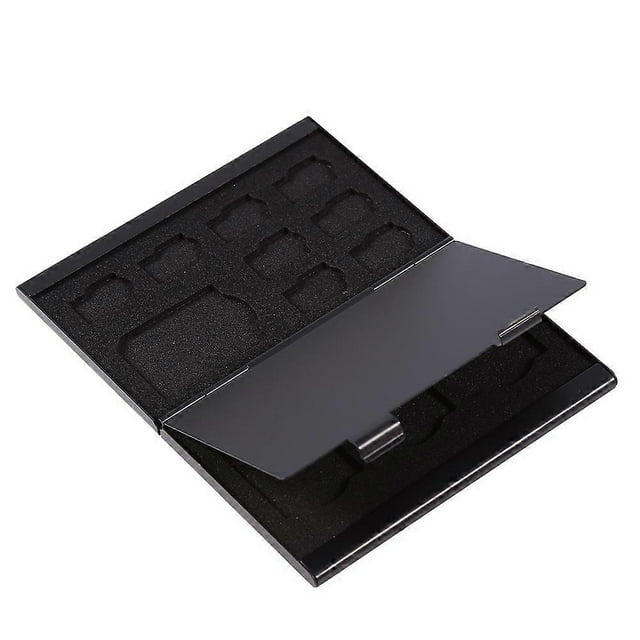 Boîtier en aluminium à 12 emplacements pour cartes Micro SD et TF (noir)