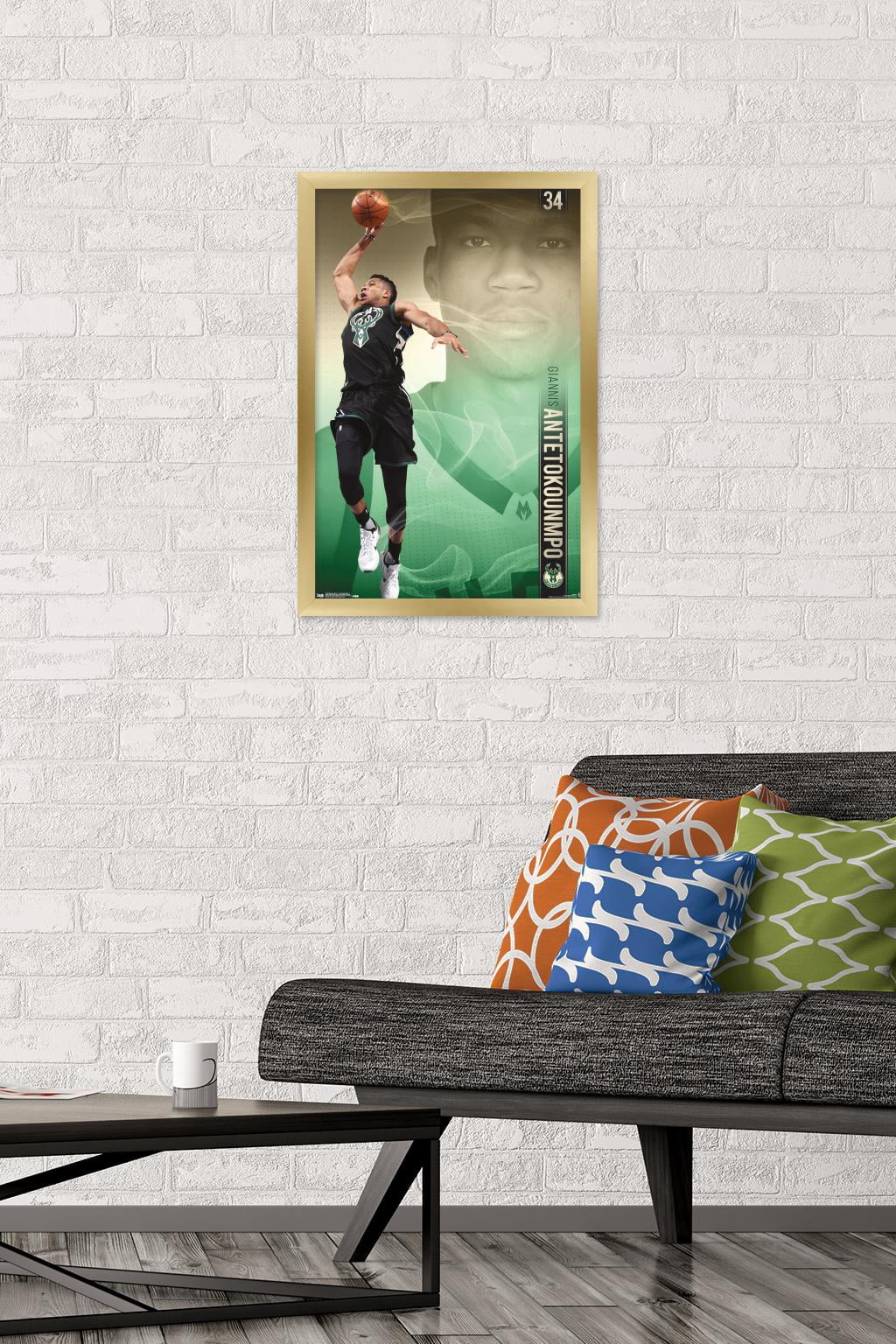NBA Milwaukee Bucks - Giannis Antetokounmpo 17 Wall Poster, 14.725" x 22.375", Framed