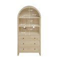 thumbnail image 4 of Arched Pantry Cabinet, Farmhouse Tall Buffet Cabinet with Drawers and Adjustable Shelves, Wooden Coffee Bar Cabinet with Storage, for Kitchen, Dining Room, Living Room, 4 of 9