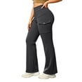 thumbnail image 2 of Women's Stretch Flare Pants High Waisted Slim Fit Pockets Casual Daily Wear Pants, 2 of 7