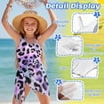 thumbnail image 4 of Xixirimido Purple Leopard Print Girls One Piece Swimsuit with Adjustable Strap and Mesh Cover Up Skirt, One Shoulder Cute Bathing Suit Swimwear Set, Size 11-12 Years, 4 of 7