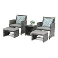 thumbnail image 6 of JOIVI 5 Piece Patio Furniture Set, Wicker Outdoor Patio Set with Ottoman and Small Coffee Table, Pillows Included, Light Gray, 6 of 8