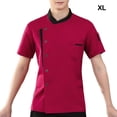 thumbnail image 4 of Chef Jacket Men Chef Coat Oversized Cheap Short Skin Friendly Chef Uniforms O-Neck Cheap Short Sleeve Tops Bakery Cooking Clothes Work Wear Red XL, 4 of 9