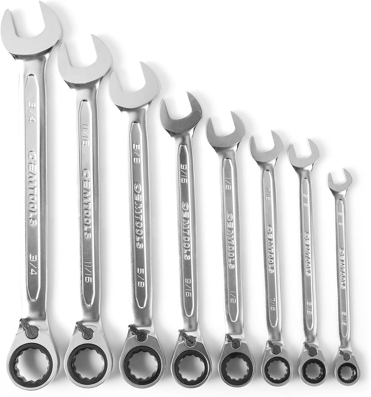 OEMTools 8 Piece RingStop® Reversible Ratcheting Wrench Set (SAE)